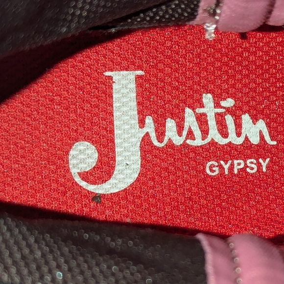 Justin Womens Pull On Gypsy Boots Pink and Brown  7.5B #L9901 - Picture 9 of 9